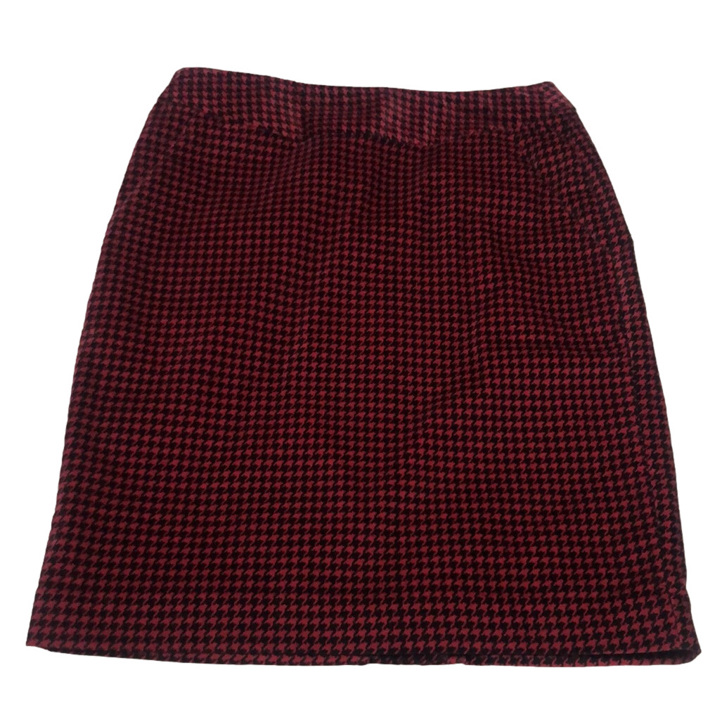 LL Bean houndstooth velour velveteen skirt sz4